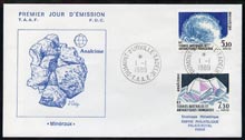French Southern & Antarctic Territories 1989 Crystals set of 2 on illustrated cover with first day cancel, SG 252-53, stamps on minerals    