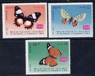 Yemen - Royalist 1968 Butterflies set of 3 unmounted mint (Mi 448-50) , stamps on butterflies