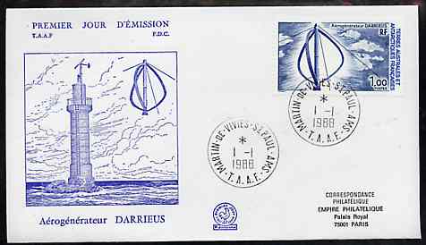 French Southern & Antarctic Territories 1988 Wind Generator on illustrated cover with first day cancel, SG 231, stamps on weather
