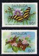 Barbuda 1978 Flora & Fauna 50c & 95c (the two vals depicting Butterflies) unmounted mint SG 438 & 440, stamps on butterflies