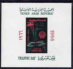 Yemen - Republic 1966 Traffic Day imperf m/sheet unmounted mint, SG MS 416, Mi BL 51, stamps on traffic    roads