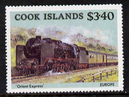 Cook Islands 1985 Famous Trains $3.40 Orient Express unmounted mint SG 1029, stamps on railways