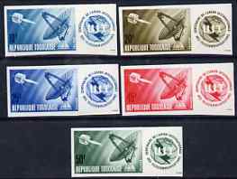 Togo 1965 ITU Centenary set of 5 imperf from limited printing unmounted mint, as SG 408-12, stamps on , stamps on  itu , stamps on communications, stamps on satellites
