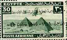 Egypt 1946 Aviation Congress opt on 30m Handley Page HP42 Over Pyramids, unmounted mint SG 314*, stamps on aviation     handley page   hp     pyramid     monuments, stamps on egyptology