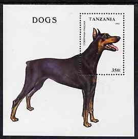 Tanzania 1993 Dogs perf m/sheet unmounted mint, SG MS 1688, Mi BL 227, stamps on animals, stamps on dogs, stamps on doberman