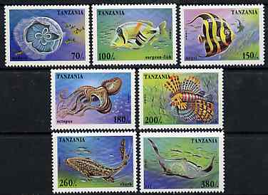Tanzania 1995 Marine Life perf set of 7 unmounted mint, Mi 2033-39*, stamps on marine-life     fish