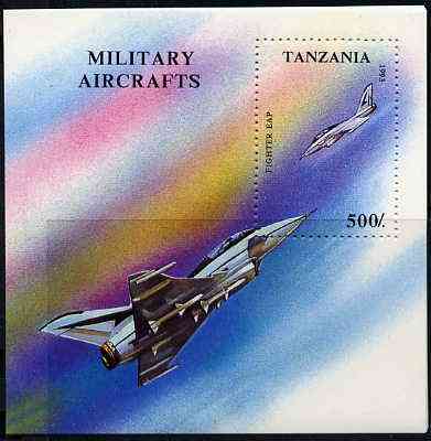 Tanzania 1993 Military Aircraft unmounted mint m/sheet, SG MS 1680, Mi BL 226, stamps on aviation