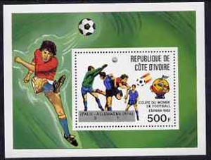 Ivory Coast 1982 World Cup Football perf m/sheet optd (Italie 3 - Allemagne 1) Mi BL24 unmounted mint, stamps on football  sport