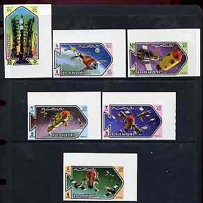 Ras Al Khaima 1971 Space Research imperf set of 6 (Mi 547-52B) unmounted mint, stamps on space