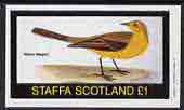 Staffa 1982 Birds #46 (Yellow Wagtail) imperf souvenir sheet (Â£1 value) unmounted mint, stamps on birds        wagtail