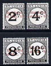 St Lucia 1967 Postage Due 2c, 4c, 8c & 16c with Statehood opts in red unmounted mint cat \A3100 (see note after SG D12), stamps on dues