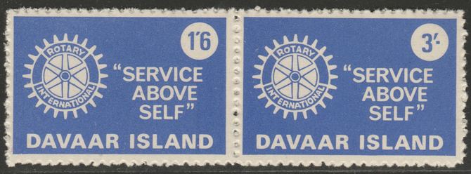 Davaar Island 1965 Rotary Clubs se-tenant perf set of 2 (1s6d & 3s red) unmounted mint, stamps on rotary
