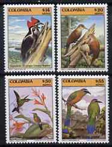 Colombia 1985 Birds complete set of 4 (from Fauna set) unmounted mint SG 1724-27, stamps on birds    woodpecker    creepers