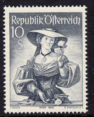 Austria 1948-51 Provincial Costumes 10s grey unmounted mint, SG 1144, stamps on costumes
