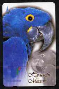 Telephone Card - Singapore $10 phone card showing Hyacinth Macaw, stamps on , stamps on  stamps on birds    parrots