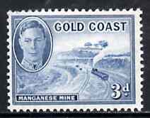 Gold Coast 1948 KG6 3d light blue (Manganese Mine) unmounted mint from def set, SG 140*, stamps on mining, stamps on  kg6 , stamps on 