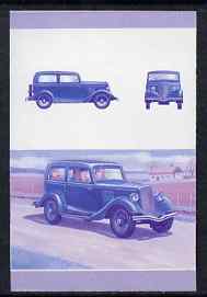 St Vincent - Bequia 1987 Cars #7 (Leaders of the World) 75c (1936 Ford Popular) imperf se-tenant progressive colour proof pair in magenta & blue only unmounted mint, stamps on , stamps on  stamps on ford    
