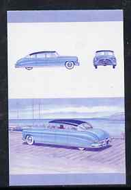 St Vincent - Bequia 1987 Cars #7 (Leaders of the World) 5c (1952 Hudson Hornet) imperf se-tenant progressive colour proof pair in magenta & blue only unmounted mint, stamps on hudson