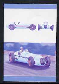 St Vincent - Bequia 1987 Cars #7 (Leaders of the World) 20c (1939 Maserati  8 CTF) imperf se-tenant progressive colour proof pair in magenta & blue only unmounted mint, stamps on cars    racing cars        maserati