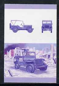 St Vincent - Bequia 1987 Cars #7 (Leaders of the World) 60c (1942 Willys MB Jeep) imperf se-tenant progressive colour proof pair in magenta & blue only unmounted mint, stamps on jeep      militaria