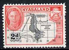 Nyasaland 1945 Map of Nyasaland 2d unmounted mint from KG6 def set, SG 147*, stamps on , stamps on  kg6 , stamps on maps
