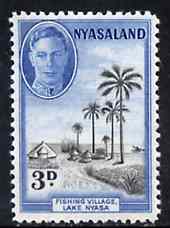 Nyasaland 1945 Fishing Village 3d unmounted mint from KG6 def set, SG 148*, stamps on , stamps on  kg6 , stamps on fishing    palms