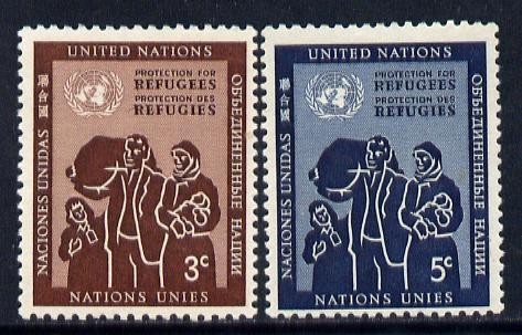 United Nations (NY) 1953 Refugees set of 2 unmounted mint (SG 15-16), stamps on refugees, stamps on united-nations