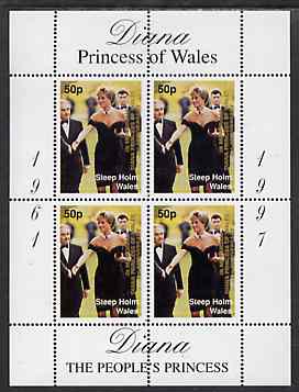 Steep Holm 1998 Diana, The Peoples Princess perf sheetlet containing 4 x 50p values optd In Memorium, 1st Anniversary unmounted mint, stamps on royalty     diana