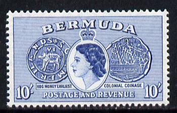 Bermuda 1953-62 Hog Coin 10s from def set unmounted mint, SG 149*, stamps on coins, stamps on swine, stamps on pigs
