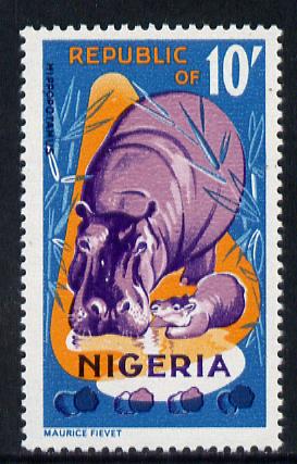 Nigeria 1965-66 Hippopotamus 10s from Animal Def set unmounted mint SG 184*, stamps on animals