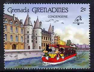 Grenada - Grenadines 1989 Mickey & Minnie on River Boat 2c from Walt Disney Philexfrance set, SG 1146 unmounted mint, stamps on ships, stamps on rivers