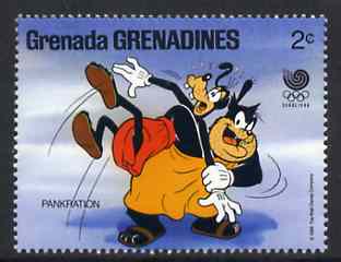 Grenada - Grenadines 1988 Pete & Goofy as Wrestlers 2c from Walt Disney Olympic Games set, SG 934 unmounted mint, stamps on wrestling
