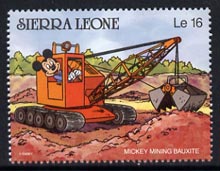 Sierra Leone 1980 Mickey Mouse Mining Bauxite 16L from Walt Disney 'Scenes' set unmounted mint, SG 1432, stamps on , stamps on  stamps on mining    jcb     minerals