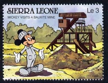 Sierra Leone 1980 Mickey Mouse at Bauxite Mine 3L from Walt Disney Scenes set unmounted mint, SG 1428, stamps on mining     minerals