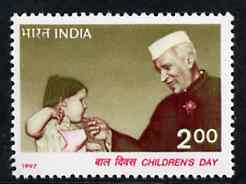 India 1997 Children's Day (Nehru) unmounted mint, SG 1753*, stamps on children     nehru     personalities