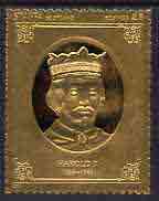 Staffa 1977 Monarchs \A38 Harold II embossed in 23k gold foil (Rosen #467) unmounted mint, stamps on royalty    history