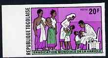 Togo 1978 World Eradication of Smallpox 20f (Queuing for vaccinations) imperf from limited printing, as SG 1254, stamps on medical, stamps on smallpox, stamps on diseases, stamps on nurses, stamps on vaccines