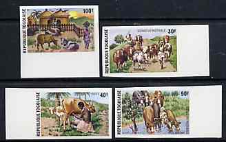 Togo 1974 Pastoral Ecomomy set of 4 imperf from limited printing unmounted mint, as SG 1042-45, stamps on cows    cattle    bovine