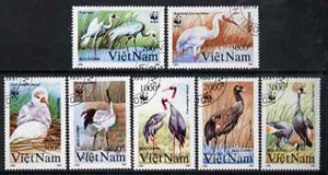 Vietnam 1991 WWF - Cranes complete perf set of 7 fine cto used, SG 1557-63*, stamps on wwf, stamps on birds, stamps on cranes, stamps on  wwf , stamps on 