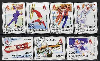 Vietnam 1991 Albertville Winter Olympic Games complete perf set of 7 fine cto used, SG 1607-13*, stamps on olympics      skating     skiing    bobsled     biathlon     shooting