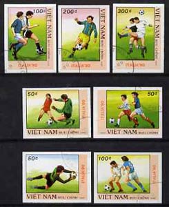 Vietnam 1989 Football World Cup (1st Issue) imperf set of 7 fine cto used (from limited printing) as SG 1313-19*, stamps on football, stamps on sport