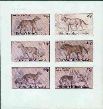 Bernera 1982 Wild Dogs (Aguara, Dog-Fox, etc) imperf set of 6 values (15p to 75p) unmounted mint, stamps on animals   fox    dogs, stamps on  fox , stamps on foxes, stamps on 