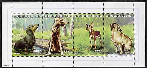 Mali 1997 Dogs perf sheetlet containing complete set of 4 values unmounted mint, Yv1132-35, stamps on dogs