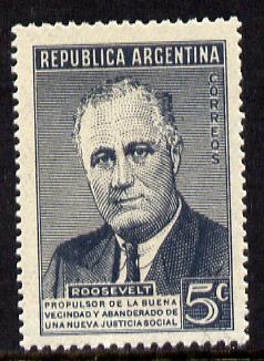 Argentine Republic 1946 First Death Anniversary of Pres Franklin Roosevelt unmounted mint, SG 777, stamps on personalities, stamps on usa presidents, stamps on  ww2 , stamps on 