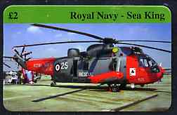 Telephone Card - £2 Discount phone card showing Royal Navy Sea King Helicopter, stamps on aviation    helicopters
