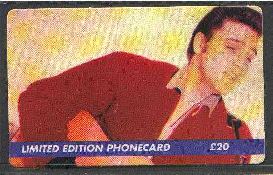 Telephone Card - Elvis Presley #3 - Limited Edition £20 discount phone card, stamps on elvis      pops     films     cinema   entertainments    music