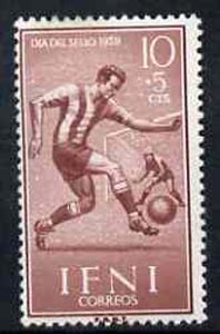 Ifni 1959 Footballer 10c + 5c from Colonial Stamp Day set, SG 154 unmounted mint*, stamps on football, stamps on sport
