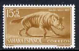 Spanish Sahara 1957 Striped Hyena 15c + 5c from Colonial Stamp Day set, SG 1340 unmounted mint*, stamps on hyena