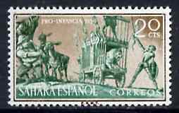 Spanish Sahara 1958 Don Quixote & the Lion 20c from Child Welfare Fund set unmounted mint, SG 148*, stamps on literature    cats    lion