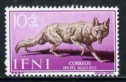 Ifni 1957 Golden Jackal 10c + 5c from Colonial Stamp Day set, SG 136 unmounted mint*, stamps on jackal    dogs